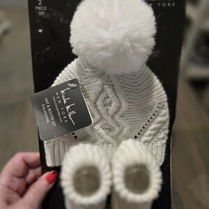 NIP Nicole Miller hat and bootie set. 0-6 months.
